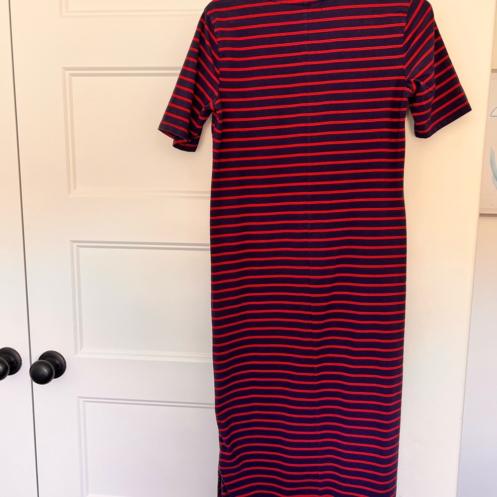 Banana Republic Striped Midi Dress in Navy and Red